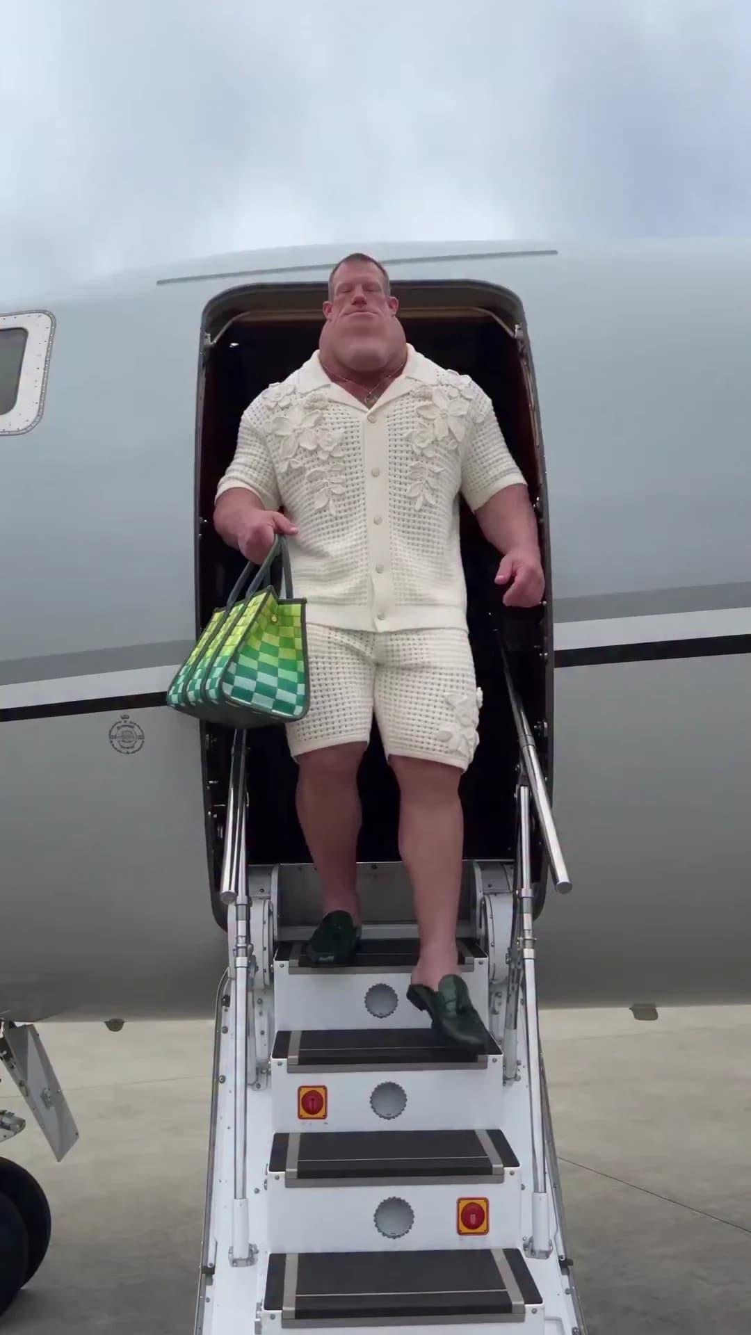 Ched Chin arriving in his own unmistakable style